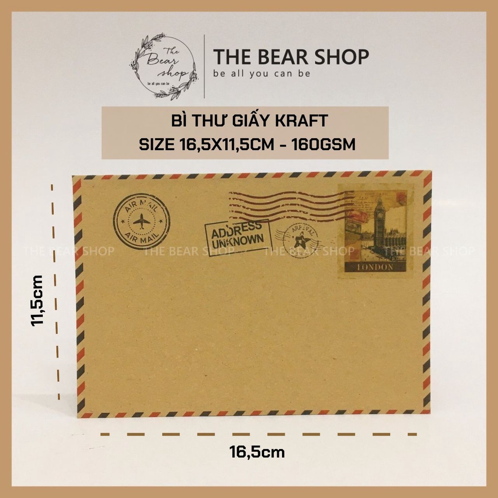 Bì thư handmade giấy karft phong cách vintage hàng loại 1 chất lượng cao - The Bear Shop