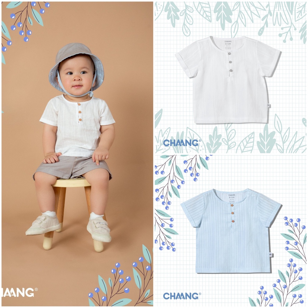 [CHÍNH HÃNG] Áo cộc tay cổ trụ bé trai cotton summer Chaang