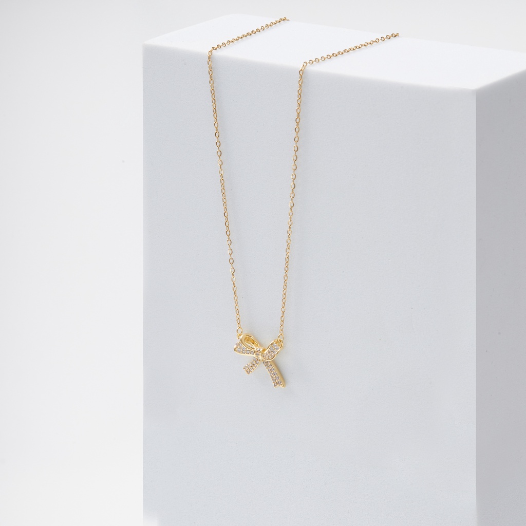 Dây chuyền bạc nữ CDE Bow Necklace Gold CDE6019GG - Dây chuyền nữ cao cấp