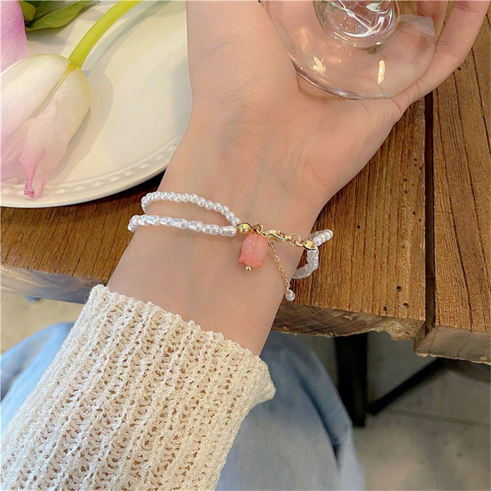 Vòng Đeo Tay Hai Tầng Họa Tiết Hoa Lãng Mạn Thời Trang Dự Tiệc