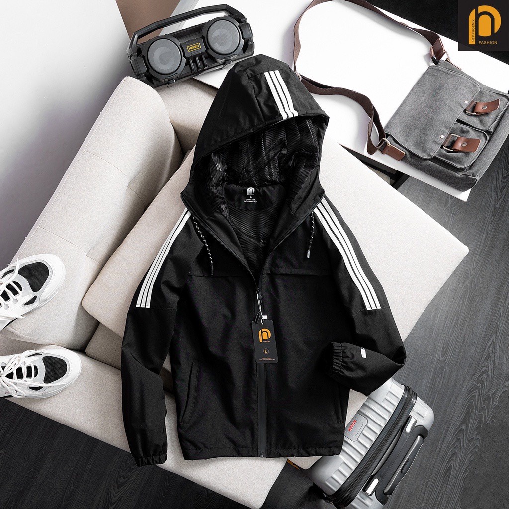 Áo khoác gió 3 sọc tráng bạc nam nữ mã 02 chống thấm nước cao cấp