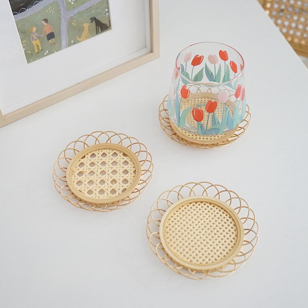 AUGUSTINA Đế Lót Ly Bằng Tre Đan Thủ Công Chống Trượt Tiện Dụng