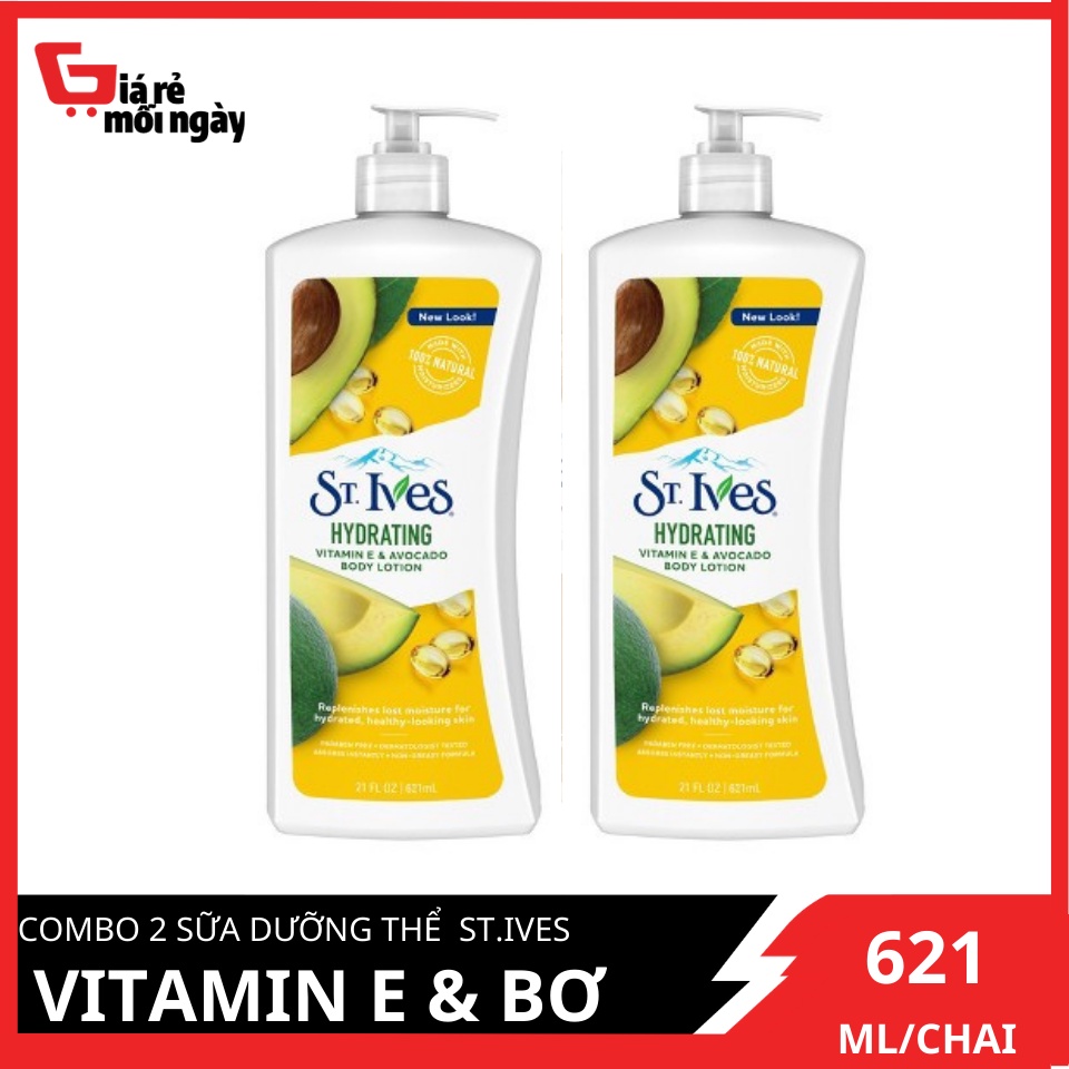 Combo 2 Sữa dưỡng thể ST.Ives Vitamin E &amp; Bơ 621ml