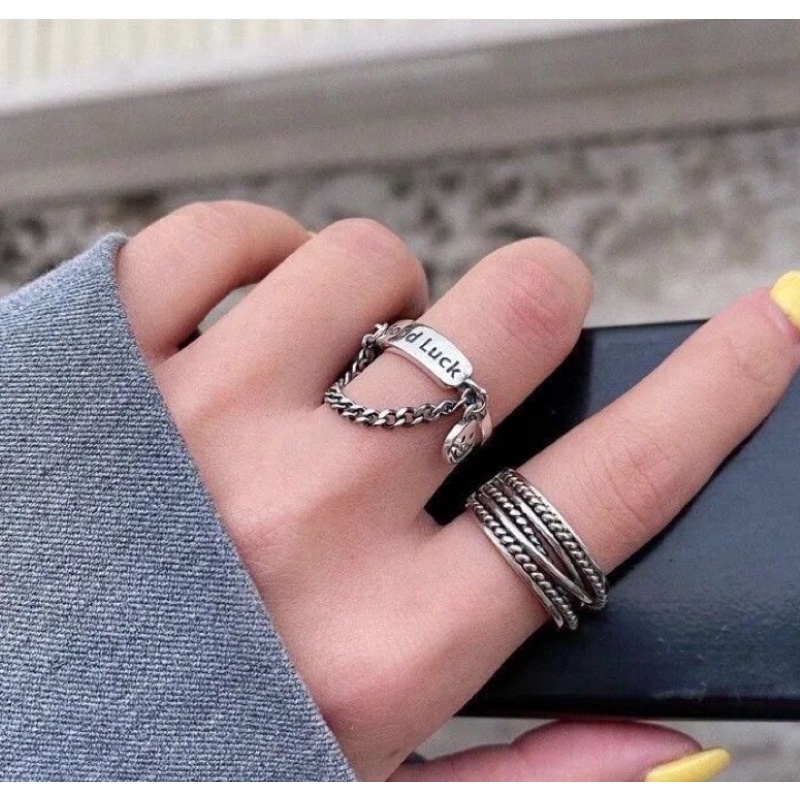 combo 2 chiếc nhẫn hình mặt cười unisex