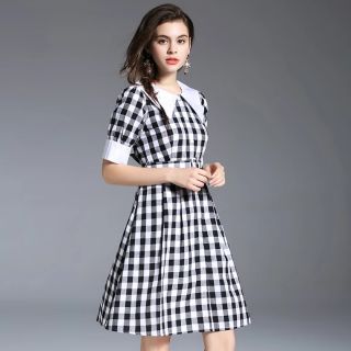 Váy sọc ca rô sơ mi công sở