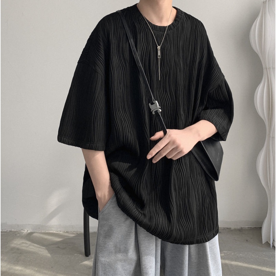 Áo thun tay dài cổ tròn dáng rộng phong cách Hàn Quốc thời trang mùa thu dành cho nam