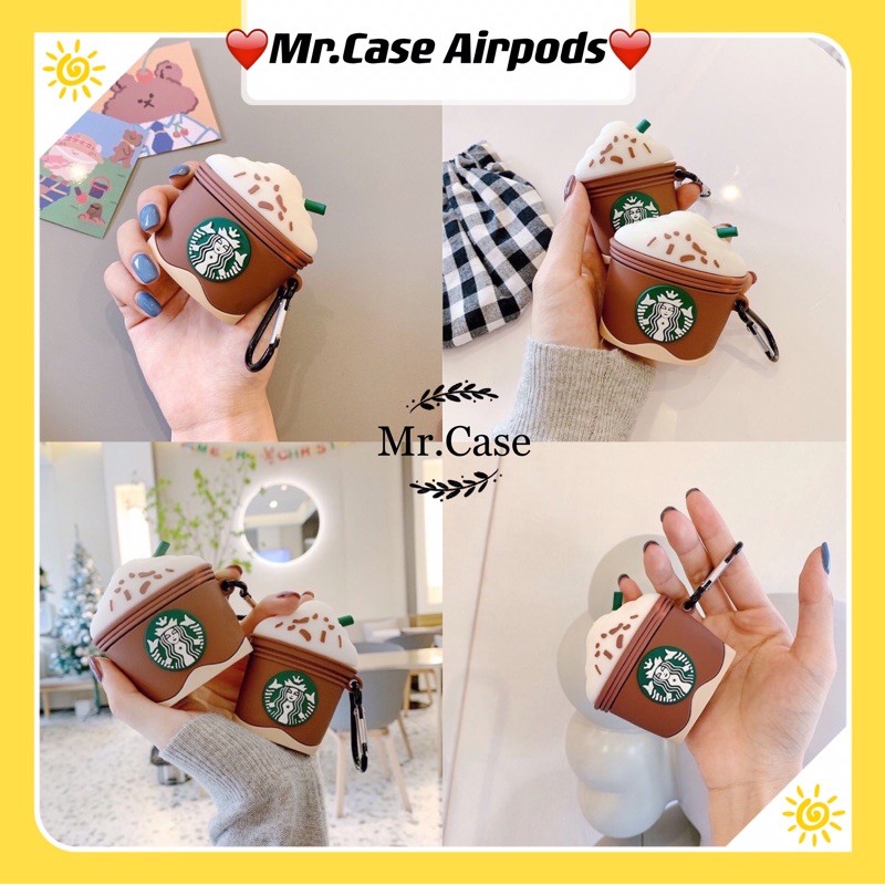 Case Airpods 1/2 /Pro Vỏ Ốp Tai Nghe Hình Ly Starbuck Nâu - Mr.Case AirPods