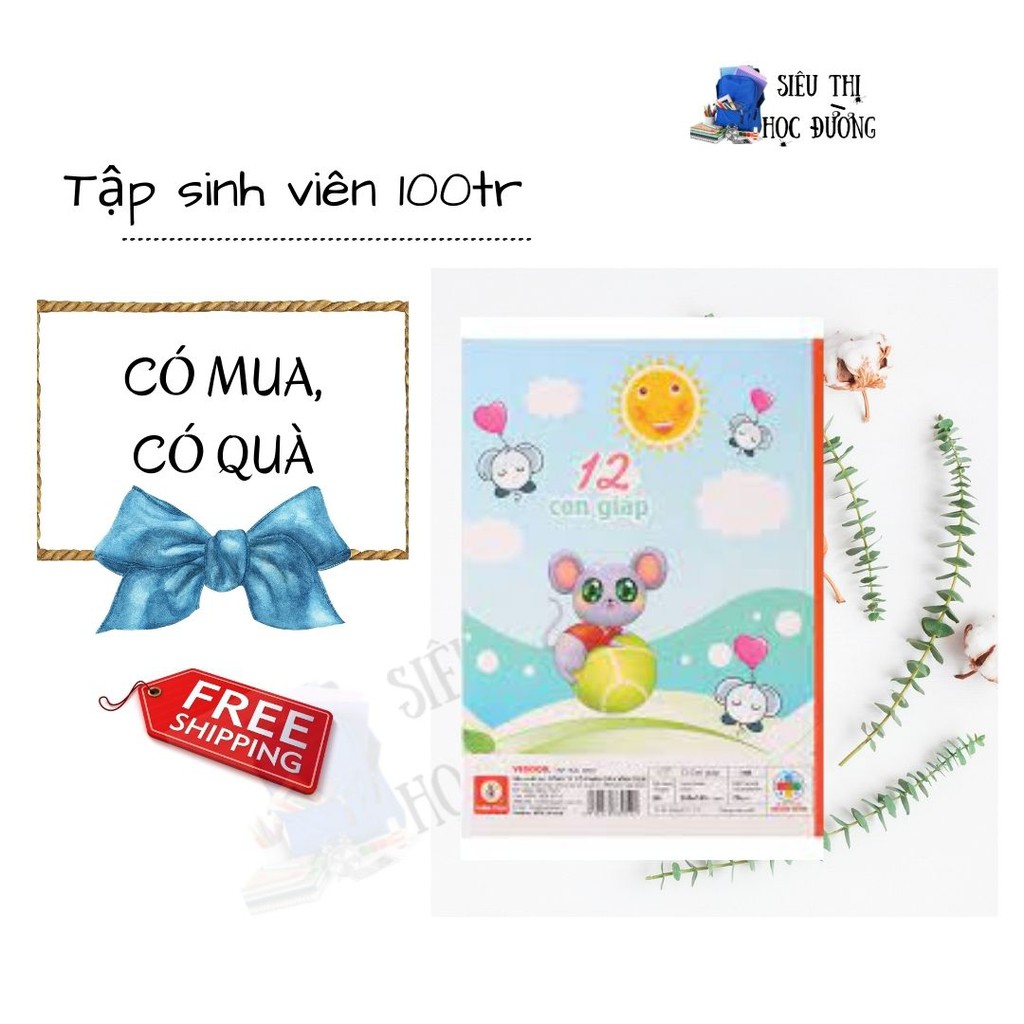 Tập Sinh Viên 100Trang Vĩnh Tiến. Set 5 Tập/vở khổ lớn Vibook. Có quà khi mua set 5-10 Q tập-Vở Vinh Tiến