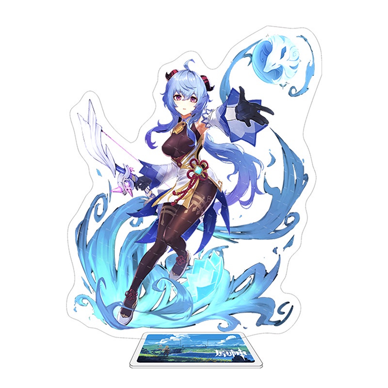 Mô hình nhân vật anime Genshin hai mặt có giá đỡ bằng acrylic
