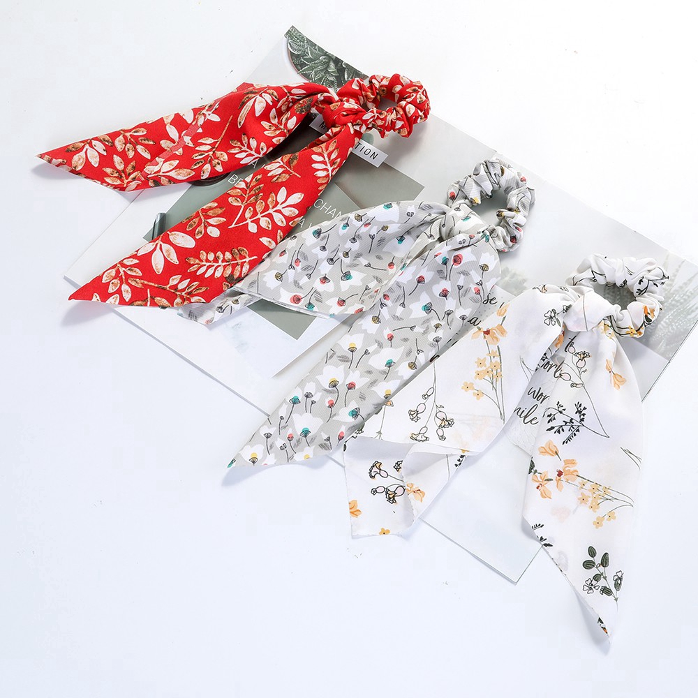 Dây buộc tóc bằng vải in họa tiết dễ thương xinh xắn phong cách thời trang Hàn Quốc