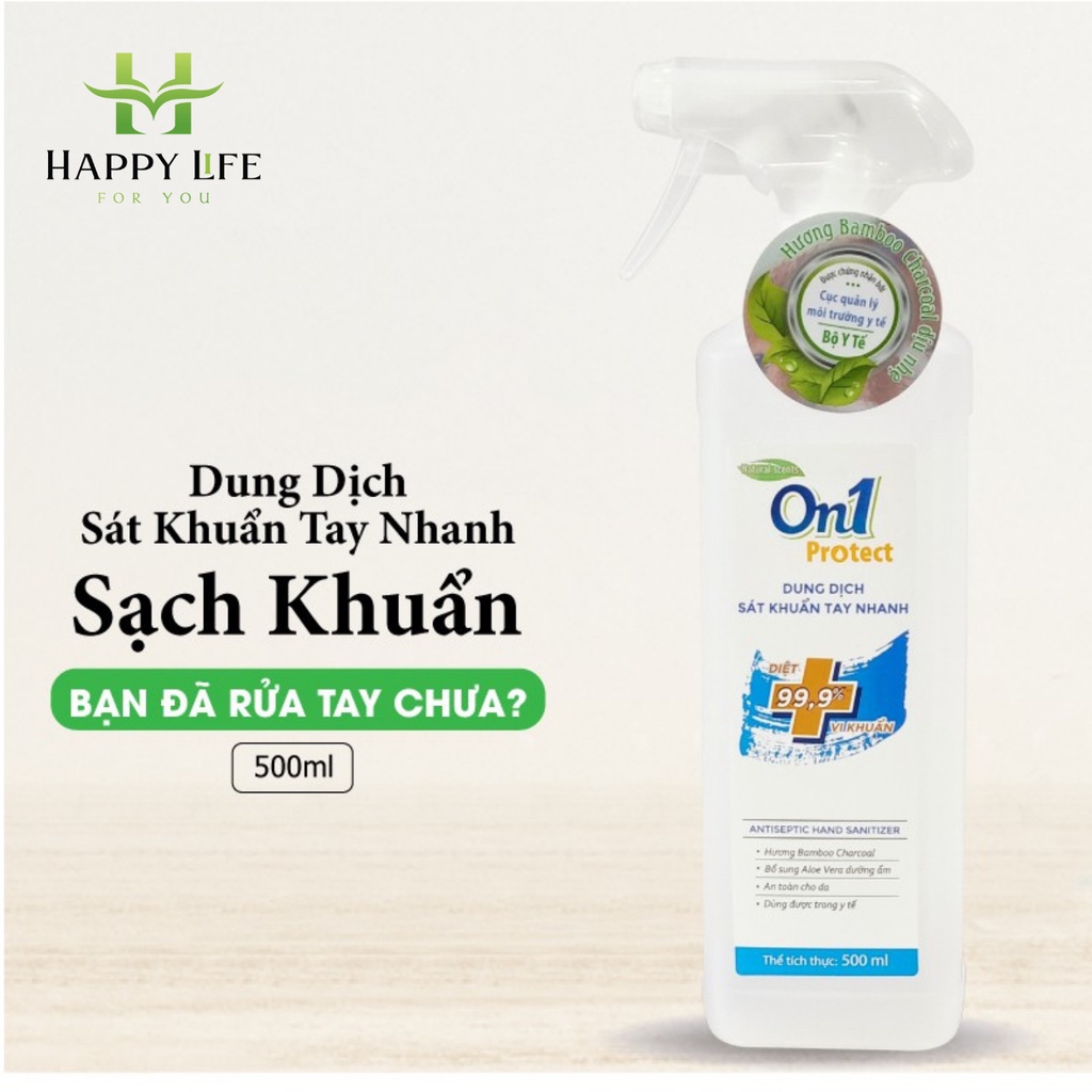 Nước rửa tay khô, rửa tay khô, sát khuẩn tay On1 Protect 500ml sạch khuẩn, tiện dụng - Happy Life 4U