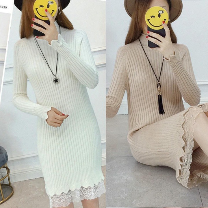 Đầm Len Phối Ren Hàn Quốc MSNN1472
