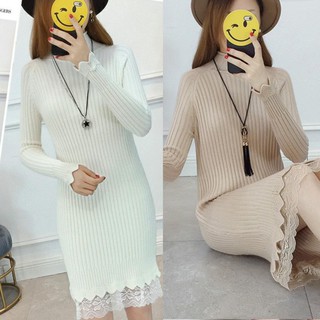 Đầm len phối ren hàn quốc msnn1472