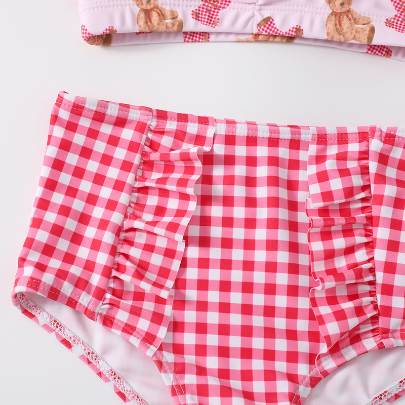 [Xanh - Hồng] Đồ Bơi Bé Gái Hình Gấu [8 -40kg] Mã BG-28