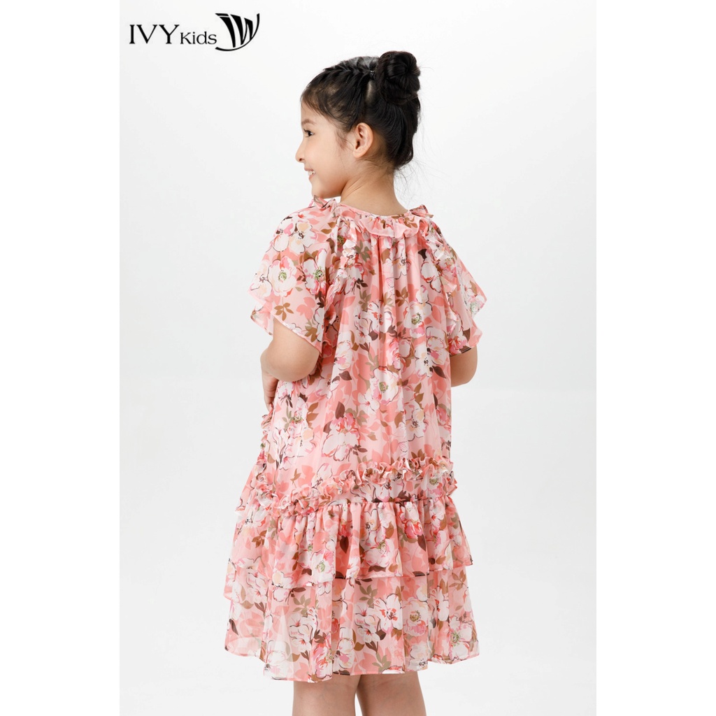 Đầm lụa bé gái nhấn bèo IVY moda MS 48G1506