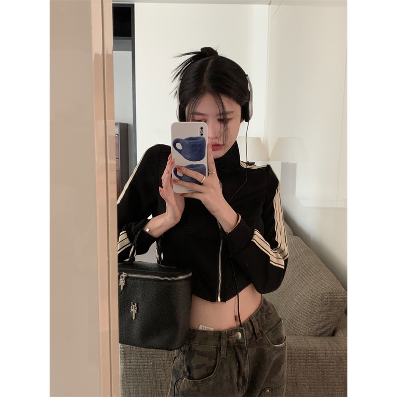 Áo Lửng Tay Dài Cổ Đứng Phong Cách Hàn Quốc Thời Trang Cho Nữ