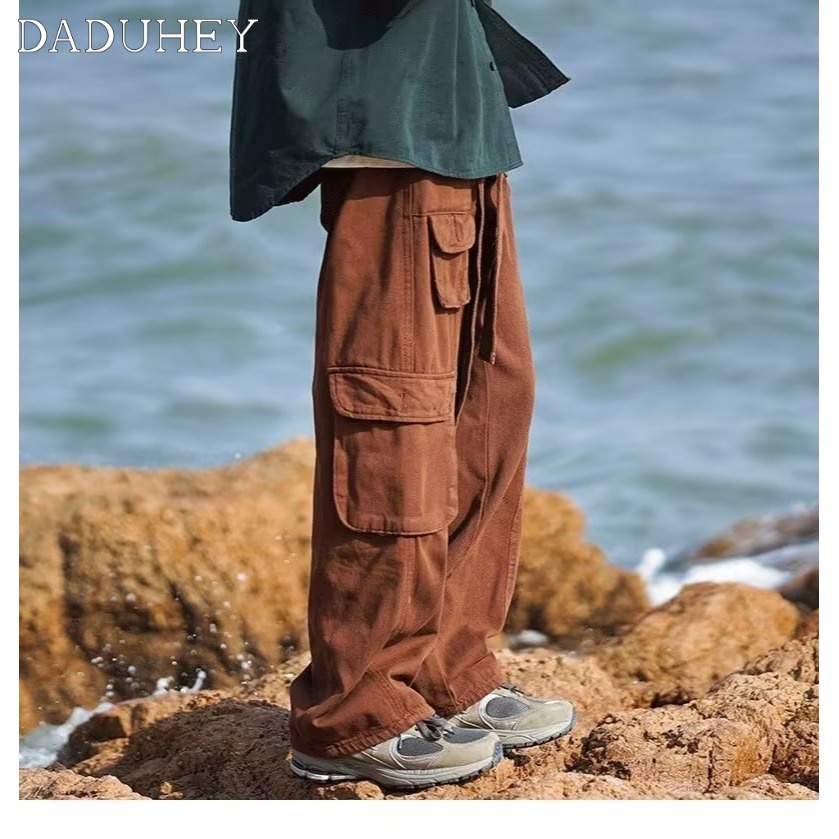Quần dài nhiều túi ống suông dáng rộng thời trang thu 2022 cho nam