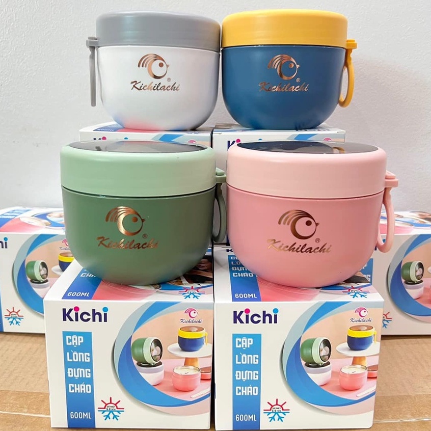 Bình ủ cháo giữ nhiệt Kichilachi Ruột Inox 304 chống gỉ, cặp lồng ủ cháo cho bé