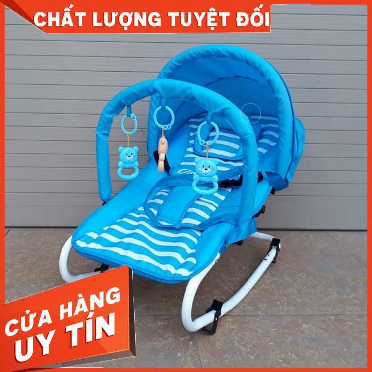 Ghế rung ăn bột cho bé (Có bảo hiểm + đồ chơi + mái che + điều chỉnh nằm ngồi)