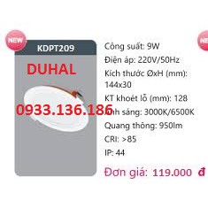 Đèn led panel âm trần 9w - Duhal SDPT209