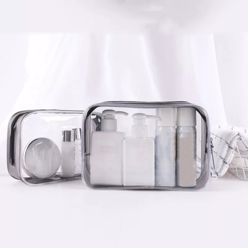 Túi nhựa PVC màu trong suốt chống nước tiện dụng đựng đồ trang điểm có 4 kích thước tùy chọn