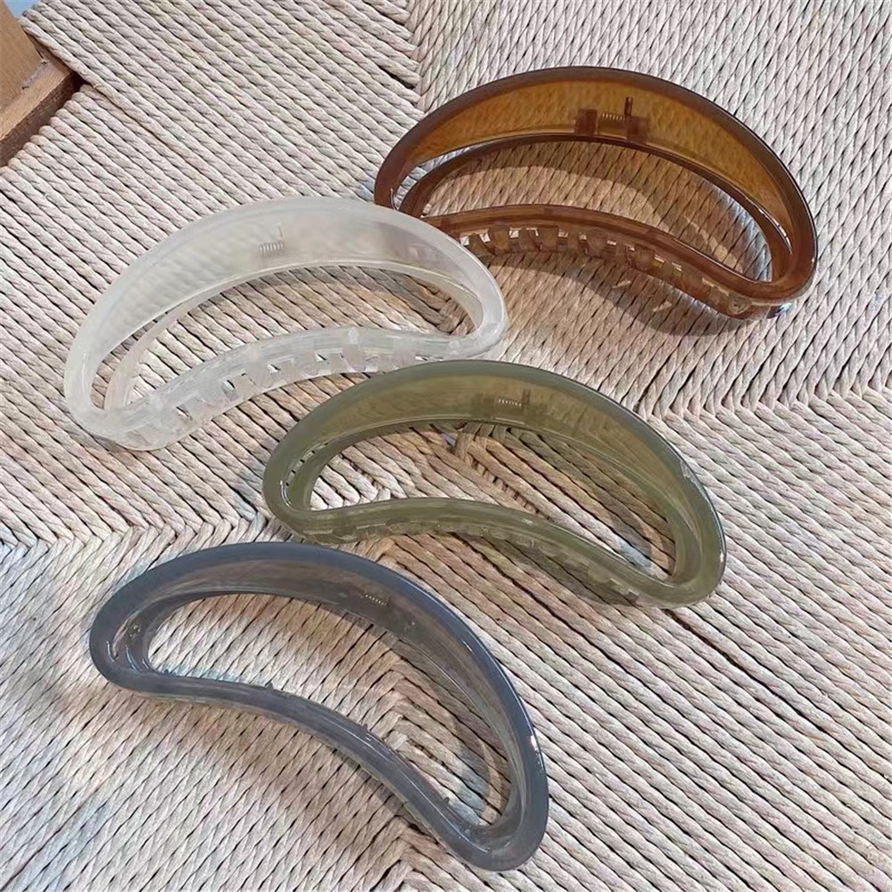 Kẹp Tóc Nửa Vòng Tròn Rỗng Ngoại Cỡ Hàn Quốc Jello Khay Kẹp Tóc Lớn