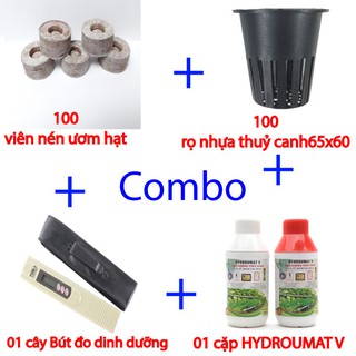 Combo 4 món thuỷ canh dd, bút do, xơ dừa,rọ nhựa