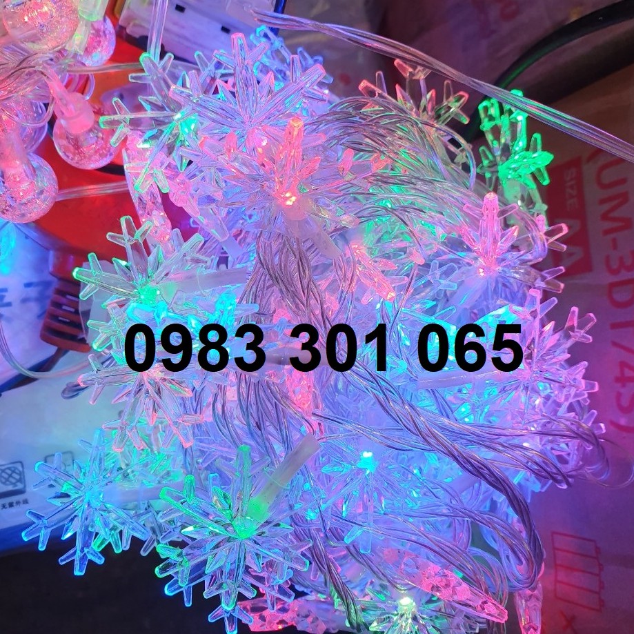 Dây đèn LED trang trí bông tuyết 10m cao cấp, nhiều chế độ nháy, giáng sinh noel, năm mới