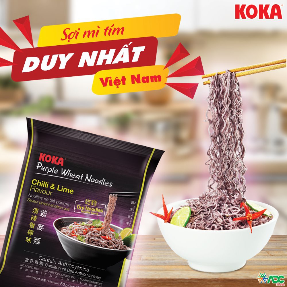 Mì sợi tím đầu tiên tại Việt Nam - Mì nhập khẩu từ Singapore/ KOKA PURPLE WHEAT – CHILLI & LIME NOODLES | BigBuy360 - bigbuy360.vn