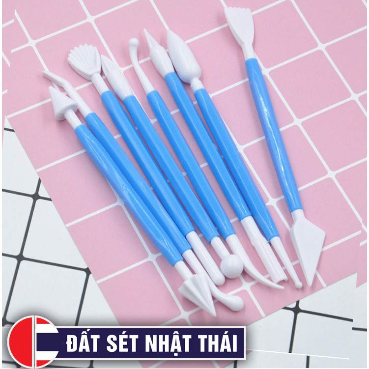 Công cụ nặn đất sét tạo hình fondant Nhật - Thái - Hàn 8 cây 16 đầu