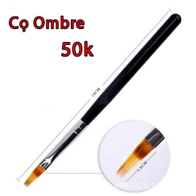 Cọ Ombre kéo đầu dẹt cán nhựa đen, cọ nail trang trí cho thợ làm móng