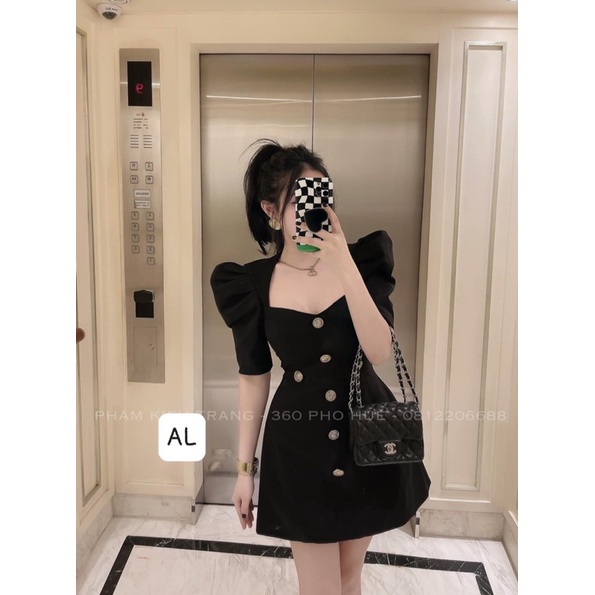 Váy tiểu thư tay bồng khuy