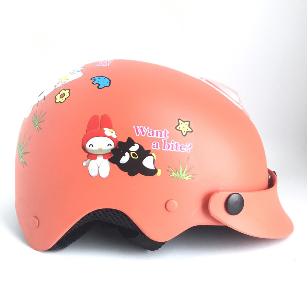 Mũ bảo hiểm trẻ em cao cấp - Kim Minh - KM5-AK - Cam - Hello Kitty