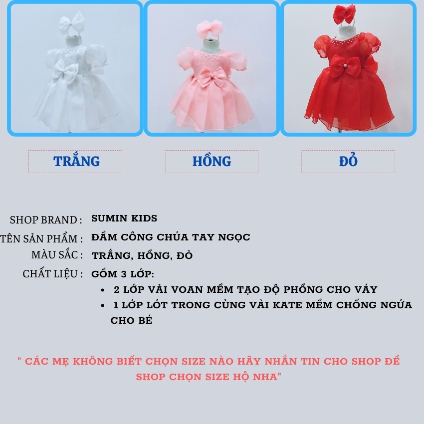 Đầm công chúa dự tiệc cho bé gái mẫu váy công chúa tay ngọc xòe đẹp cho bé yêu SUMIN KIDS