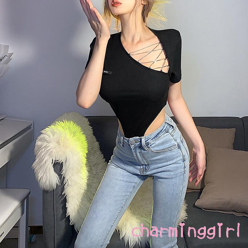 Áo Liền Quần Tay Ngắn Dây Đan Chéo Một Mảnh Gợi Cảm Cho Nữ | BigBuy360 - bigbuy360.vn