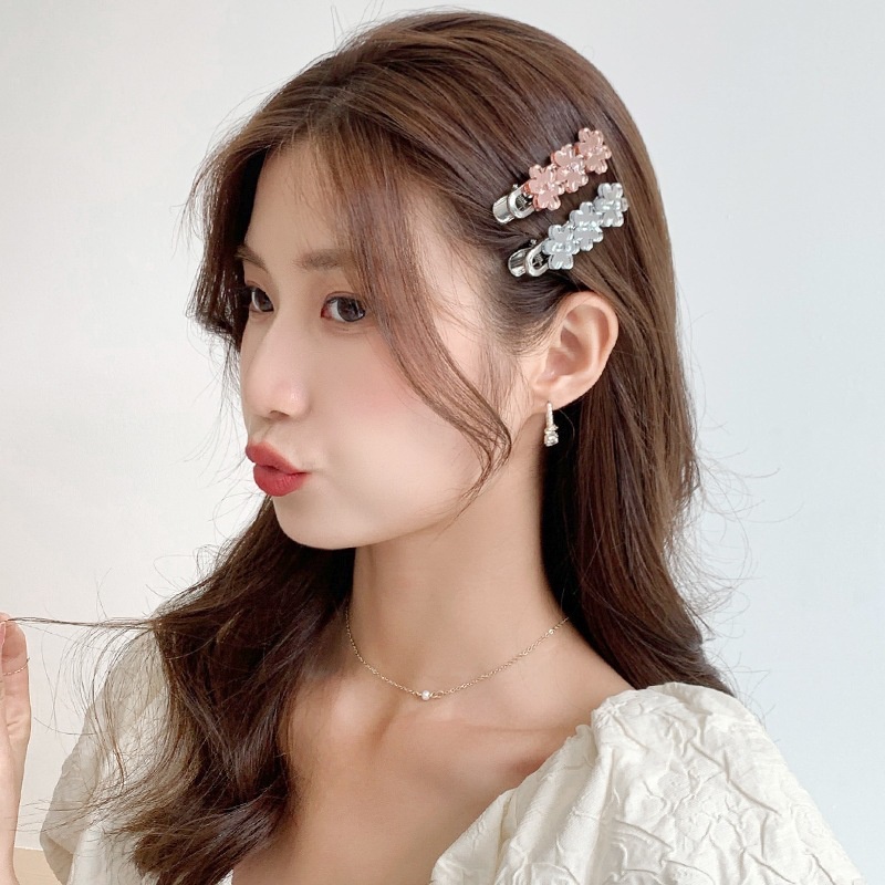 Kẹp Tóc Hình Hoa Màu Bạc Đơn Giản Dễ Thương Phong Cách Hàn Quốc Cho Nữ