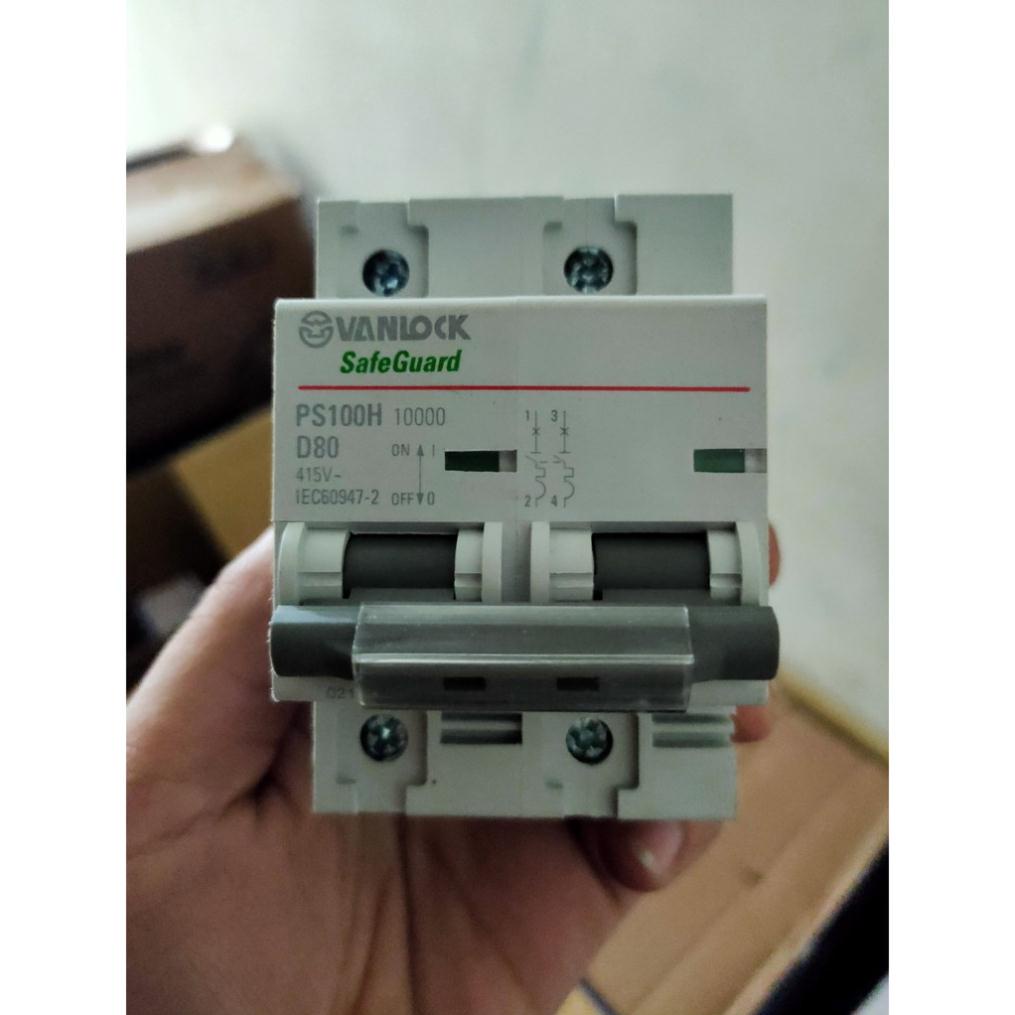 Cầu dao tự đông , MCB 2P 80A - 100A dòng cắt 10kA PS100H SINO PS100H/2/D100 , PS100H/2/D80