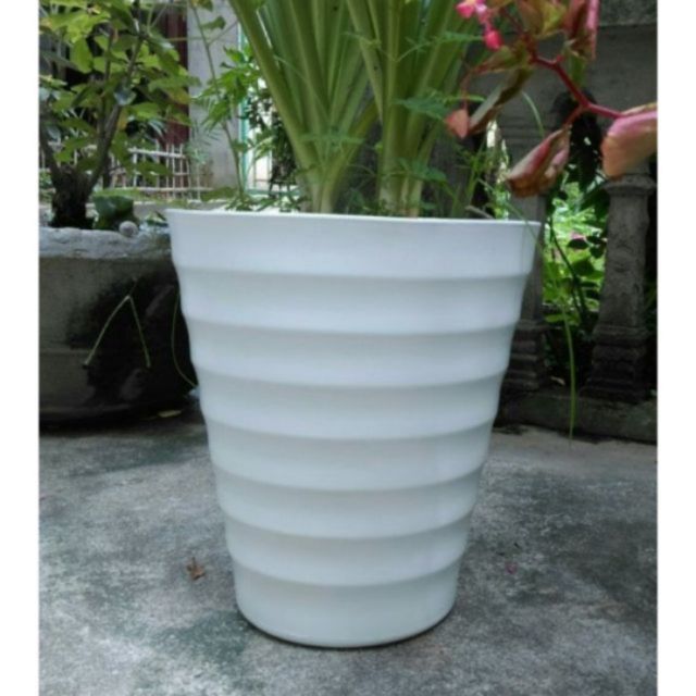 10 Chậu nhựa trồng hoa gân tròn 22x20cm