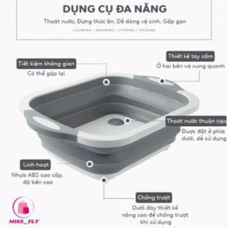Bộ chậu gấp gọn kèm thớt đa năng