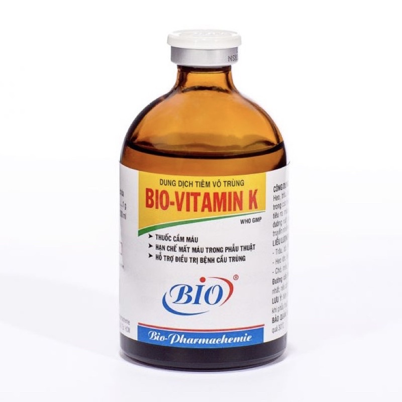 BIO VITAMIN K 100ML-CẦM MÁU- HẠN CHẾ MẤT MÁU TRONG PHẪU THUẬT-HỖ TRỢ ĐIỀU TRỊ BỆNH CẦU TRÙNG