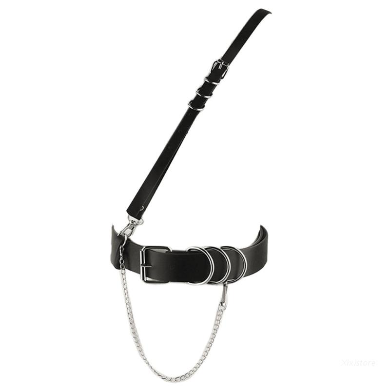 Thắt lưng da 2 lớp phối chuỗi xích hợp kim thời trang dành cho nữ