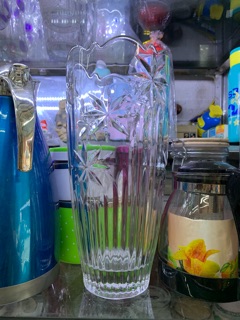 Lọ hoa thủy tinh pha lê trắng 30cm trụ bầu (các mẫu)