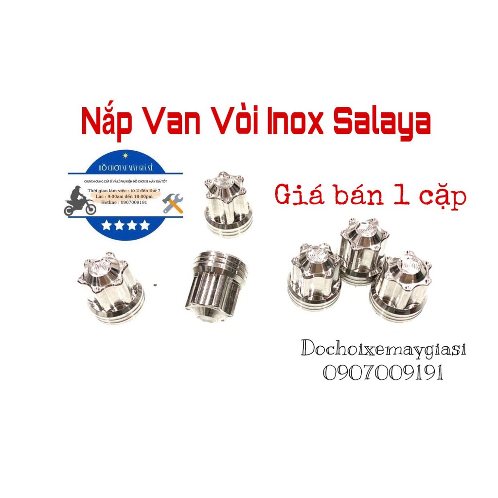 NẮP CHỤP VAN VÒI INOX SALAYA CHO XE MÁY