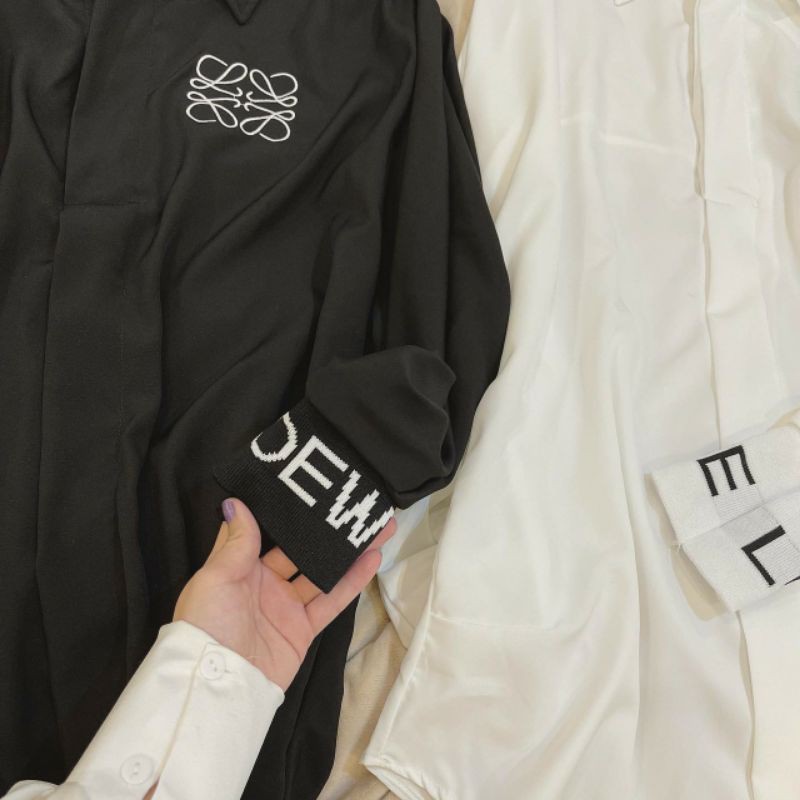 Áo sơ mi thêu tay bo len