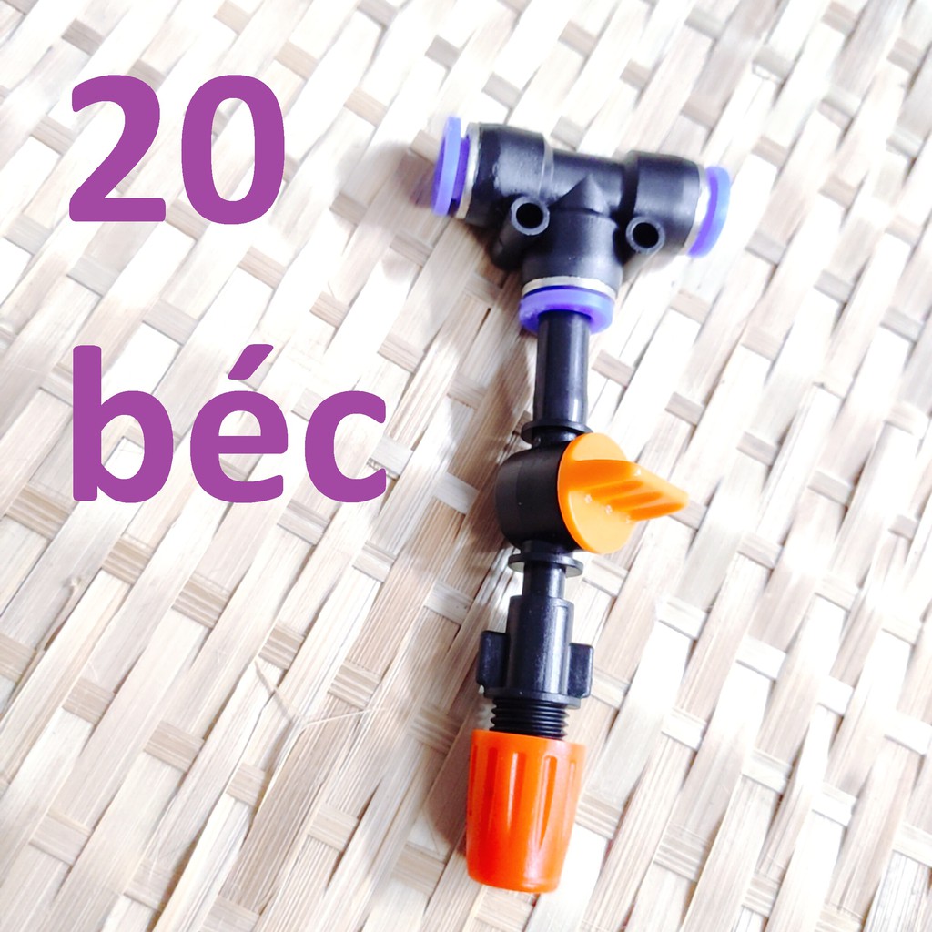 20 Béc tưới cây, phun sương 1 tia nhựa, có van khóa đầu béc, kết nối ống 8mm