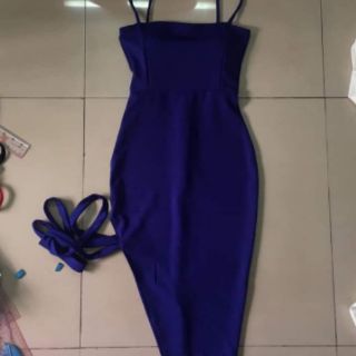 Đầm body 2 dây cột nơ đùi