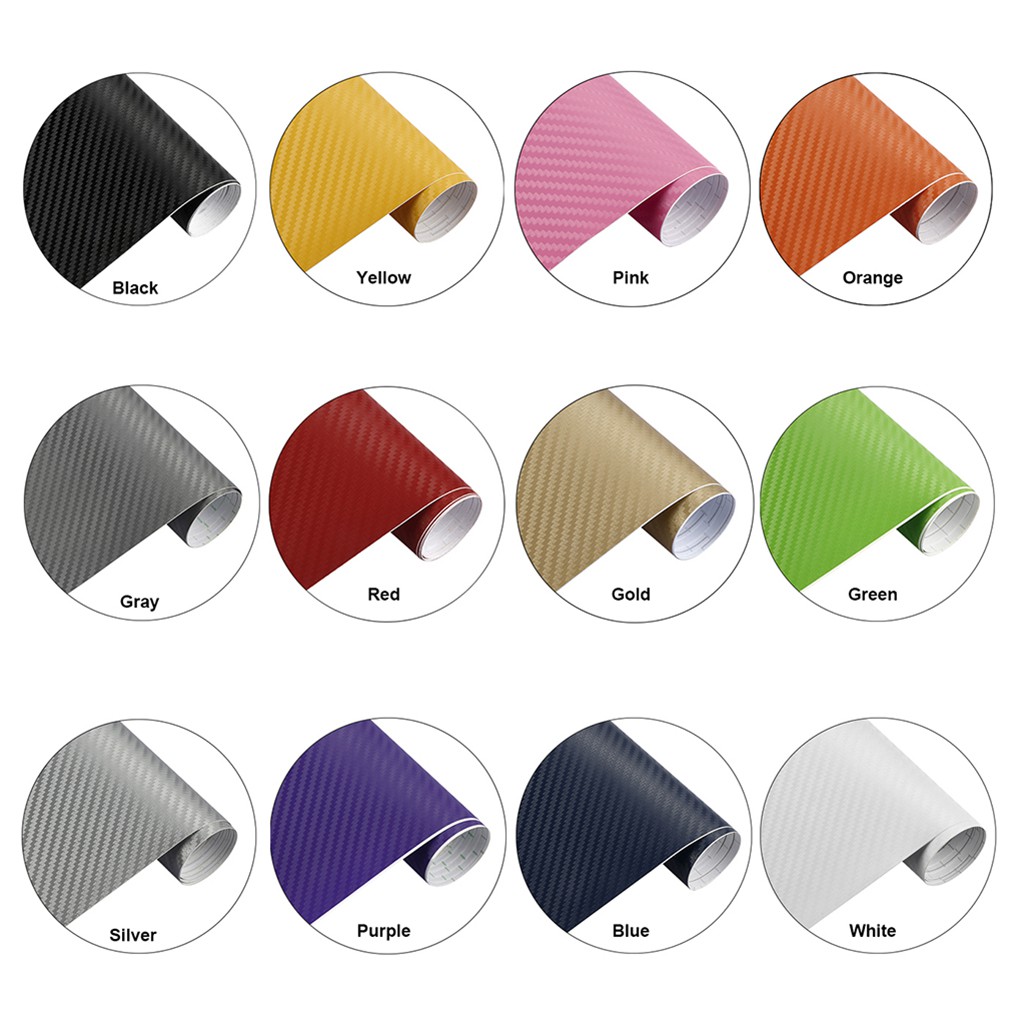 Miếng Dán Đề Can Vinyl Họa Tiết Sợi Carbon 3D Màu Đen Nhám 30x127cm Cho Xe Hơi Xe Máy