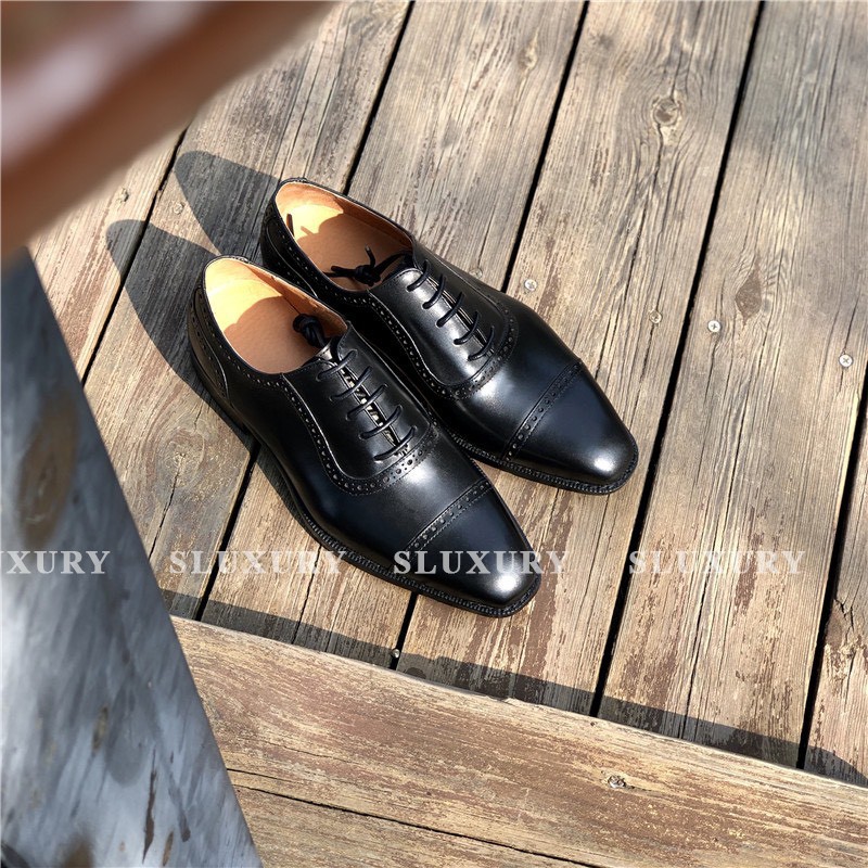 Giày da nam Luxury giày nam màu đen công sở oxford da cao cấp hàng nhập khẩu nhiều size