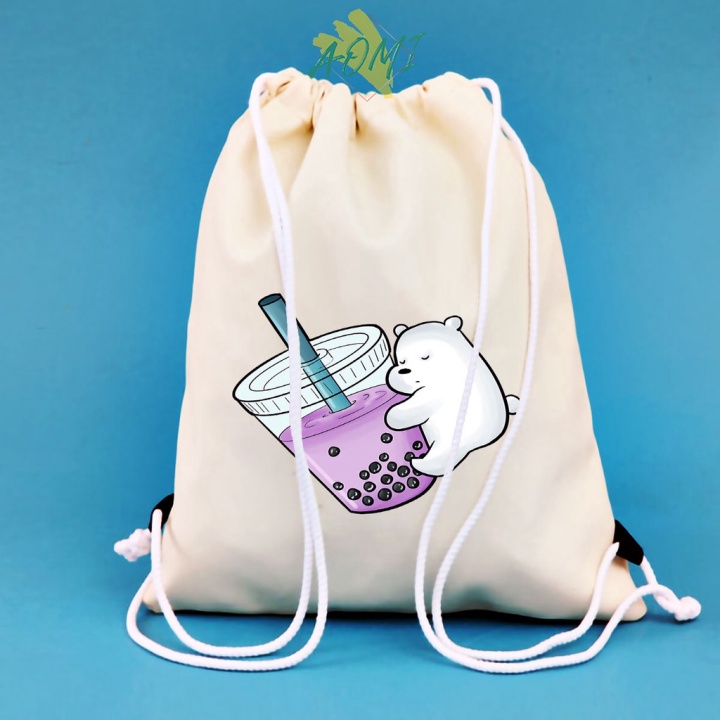 [Nhiều mẫu Đẹp] BALO MINI GẤU TRÀ SỮA  AOMIVN DÂY RÚT NHỎ XINH UNISEX CHẤT CANVAS THỜI TRANG CUTE XINH ĐẸP TIỆN ÍCH