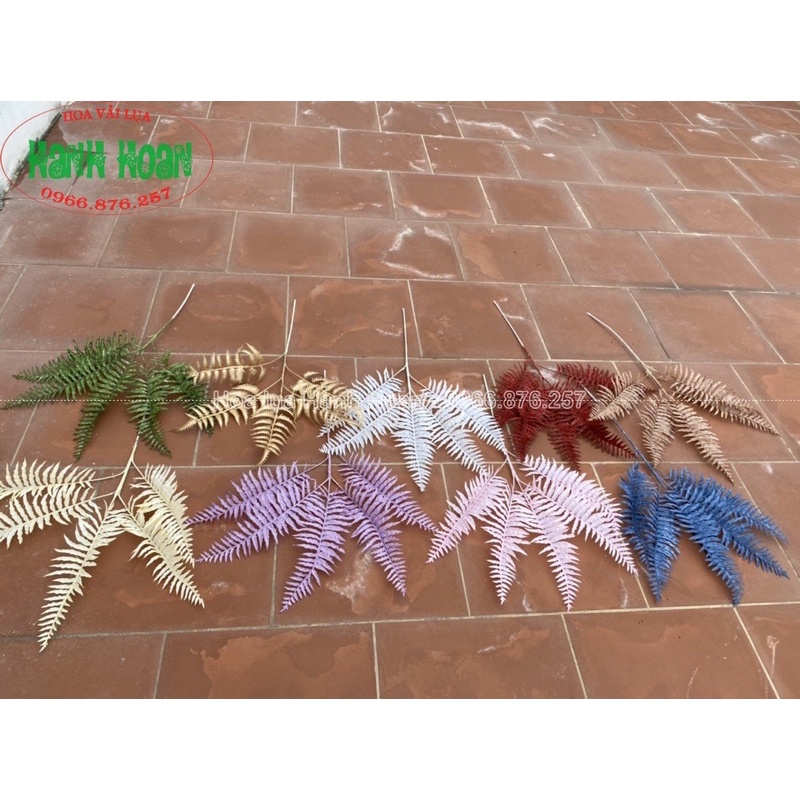 Cành lá dương xỉ nhựa 5 nhánh 75cm đủ màu -Lá giả decor